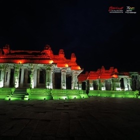 The Hampi temple premises lit with tricolor. The Hampi temple premises lit with tricolor. 