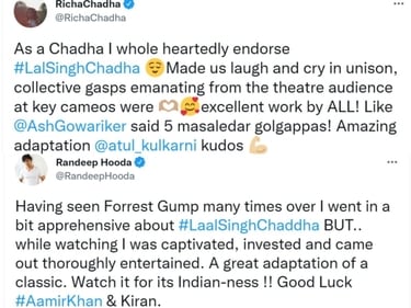 Richa Chadha and Randeep Hooda's tweets.
