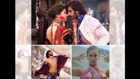 Both Deepika Padukone’s earrings (top) and Ranveer Singh’s dance in the song Tattad (above, right) from Ram Leela are evocative of peacocks; Manisha Koirala’s costumes in the song Satrangi Re depict the seven stages of love Both Deepika Padukone’s earrings (top) and Ranveer Singh’s dance in the song Tattad (above, right) from Ram Leela are evocative of peacocks; Manisha Koirala’s costumes in the song Satrangi Re depict the seven stages of love