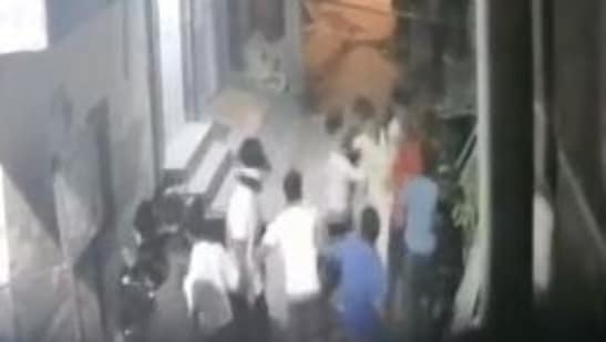 CCTV footage of the attack - shared by news agency ANI - showed the group of around 10 people attacking Jatin, aged 17, and Ajay, aged 42.(Screengrab)