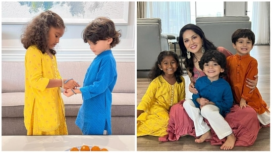 Sunny Leone shared pictures from her and her family's Raksha Bandhan celebrations.&nbsp;