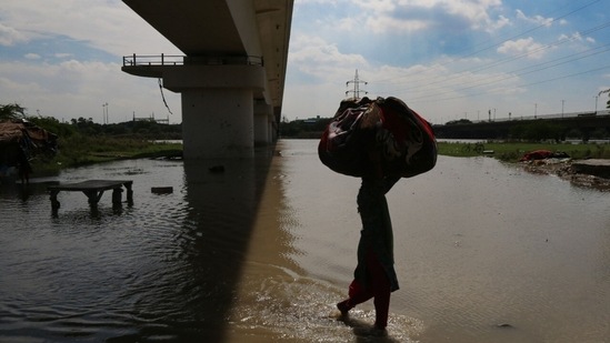 Thirty-four boats and mobile pumps have also been deployed in anticipation of floods in low-lying areas by the flood control department.(Sanchit Khanna/HT Photos)