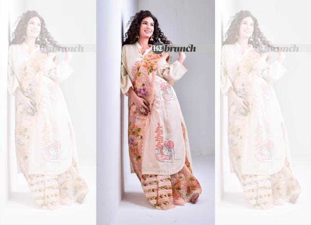 There is the gender-fluid angle where we have so many people picking up kurtas and wearing it as a kaftan or just as a dress; Saree by Asha Gautam; Kurta by Shilpi Gupta; Ring by Anayah; Earrings by Embellish by Bhakti Vohra; Juttis by Amaryllis (Raj K Raj)
