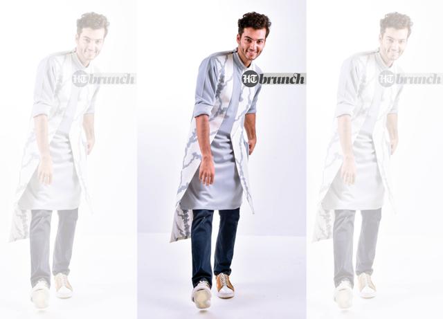 Shorter kurtas are becoming relevant, especially when done in technologically-advanced, sustainable fabrics; Kurta by Sarab Khanijou; Denims by United Colors of Benetton; Sneakers by Escaro Royal (Raj K Raj)
