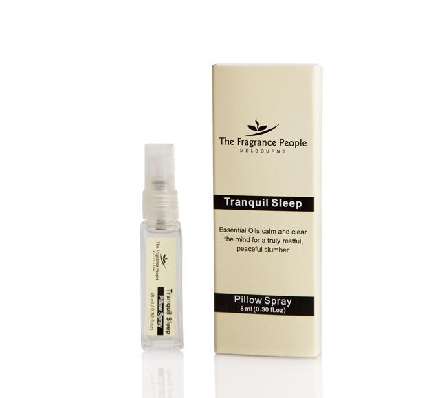 This effective blend of pure Sandalwood, Patchouli, Nutmeg, Lavender, Geranium, and other oils ensure relaxing deep sleep (Tranquil Sleep pillow spray by The Fragrance People, Melbourne) This effective blend of pure Sandalwood, Patchouli, Nutmeg, Lavender, Geranium, and other oils ensure relaxing deep sleep (Tranquil Sleep pillow spray by The Fragrance People, Melbourne)