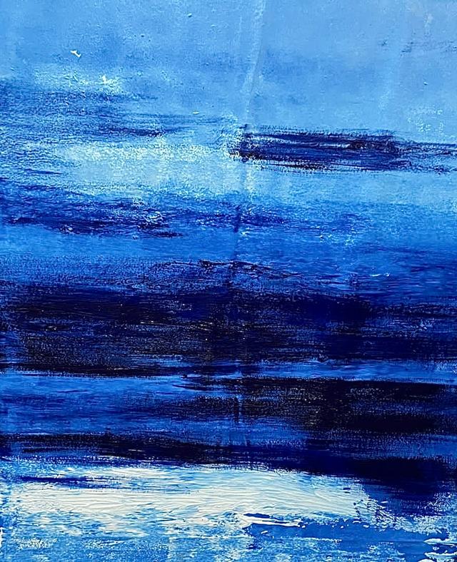 The decade belongs to abstract, modern, and graphic art. (Abstract oil on canvas in shades of blue and white by Anand Verma of Samarpan Arts Studio) The decade belongs to abstract, modern, and graphic art. (Abstract oil on canvas in shades of blue and white by Anand Verma of Samarpan Arts Studio)