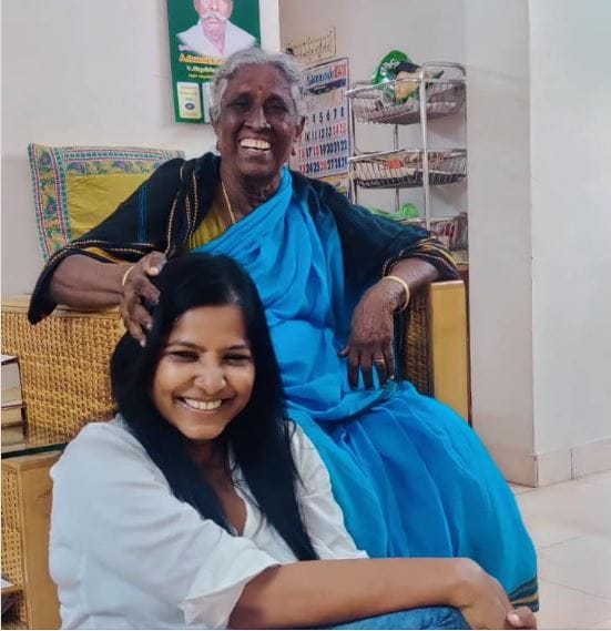 Filmmaker Leena Manimekalai with her grandmother Rajeswari.&nbsp;
