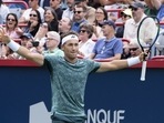 Casper Ruud of Norway reacts during his match against Canada's Felix Auger-Aliassime during quarterfinal play&nbsp;