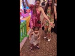 The image shows Karanvir Bohra’s little girl&nbsp;dancing to RRR’s Naacho Naacho.