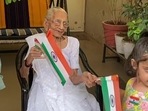 Prime Minister Narendra Modi's mother Heeraben Modi at her Gandhinagar residence. Prime Minister Narendra Modi's mother Heeraben Modi at her Gandhinagar residence.