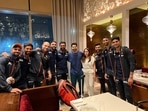 Varun Dhawan and Natasha Dalal with Team India.&nbsp;