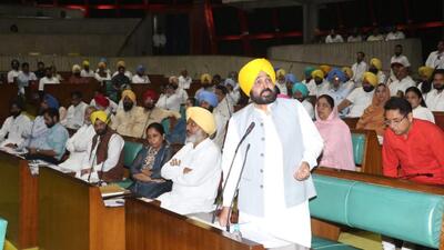 Punjab chief minister Bhagwant Mann addressing the budget session of the assembly earlier this year. (HT file photo)
