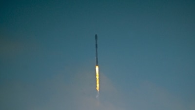 In this photo provided by the U..S. Space Force, a SpaceX Falcon-9 rocket carrying Starlink mission 3-3 launches from Space Launch Complex-4E on Friday, Aug. 12, 2022, at 2:40 p.m. (AP)