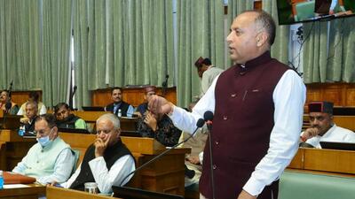 Shimla, Aug 10 (ANI): Himachal Pradesh Chief Minister Jairam Thakur speaks in the Vidhan Sabha during the Monsoon Session, in Shimla on Wednesday. (ANI Photo) (ANI) Shimla, Aug 10 (ANI): Himachal Pradesh Chief Minister Jairam Thakur speaks in the Vidhan Sabha during the Monsoon Session, in Shimla on Wednesday. (ANI Photo) (ANI)