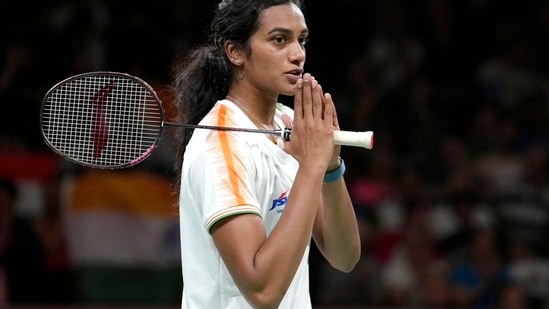 PV Sindhu in action at CWG 2022.(AP)