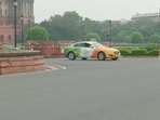 The revamped car of the Gujarat man in the theme of Tricolour in Delhi. (Screengrab/ANI video) The revamped car of the Gujarat man in the theme of Tricolour in Delhi. (Screengrab/ANI video)