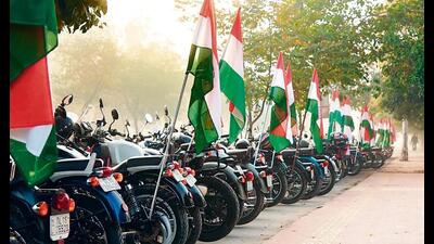 Royal Mavericks group members will have the Tricolour fluttering high on their bikes as they ride through the city on August 15. Royal Mavericks group members will have the Tricolour fluttering high on their bikes as they ride through the city on August 15.