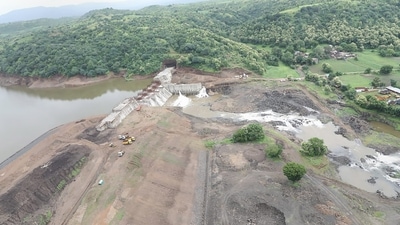 The under-construction dam on Karam river at Kothida in Dhar district. (PTI) The under-construction dam on Karam river at Kothida in Dhar district. (PTI)