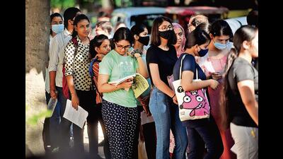 The CUET has been marred with frequent delays and other glitches at different test centres across the city. (Photo: Amal KS/ HT) The CUET has been marred with frequent delays and other glitches at different test centres across the city. (Photo: Amal KS/ HT)