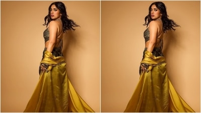 In the end, Bhumi glammed up the outfit with a Bohemian vibe by choosing an oxidised silver choker necklace, strappy high heels, chunky bracelets, and statement rings. Centre-parted open mane, blushed cheeks, dewy base, mauve lip shade, smoky eye shadow, kohl-lined eyes, and sharp contouring completed the glam picks. (Instagram) In the end, Bhumi glammed up the outfit with a Bohemian vibe by choosing an oxidised silver choker necklace, strappy high heels, chunky bracelets, and statement rings. Centre-parted open mane, blushed cheeks, dewy base, mauve lip shade, smoky eye shadow, kohl-lined eyes, and sharp contouring completed the glam picks. (Instagram)