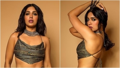 Actor Bhumi Pednekar's steal-worthy wardrobe is replete with statement pieces and high-octane glamour. The star loves wearing structured corsets, bodycon skirts, trendy crop tops and playful prints. Additionally, Bhumi is known for seamlessly pulling off unusual silhouettes with as much grace and ease. Her latest find is proof enough. She slipped into a scarf top, bodycon skirt and cape jacket to promote her recent release Raksha Bandhan starring Akshay Kumar. Keep scrolling to see Bhumi's photos. (Instagram) Actor Bhumi Pednekar's steal-worthy wardrobe is replete with statement pieces and high-octane glamour. The star loves wearing structured corsets, bodycon skirts, trendy crop tops and playful prints. Additionally, Bhumi is known for seamlessly pulling off unusual silhouettes with as much grace and ease. Her latest find is proof enough. She slipped into a scarf top, bodycon skirt and cape jacket to promote her recent release Raksha Bandhan starring Akshay Kumar. Keep scrolling to see Bhumi's photos. (Instagram)