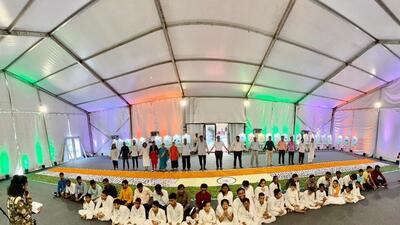 40 visually impaired youngsters create 75 feet long eco-tricolour 40 visually impaired youngsters create 75 feet long eco-tricolour