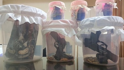 The Punjab Police also recovered three hand grenades, one IED, two 9mm pistols and 40 live cartridges. (Punjab Police/Twitter) The Punjab Police also recovered three hand grenades, one IED, two 9mm pistols and 40 live cartridges. (Punjab Police/Twitter)