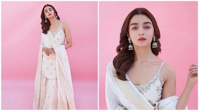 Ivory kurta and sharara set can be a perfect outfit for this Independence Day. A pair of powder blue jhumkas can perfectly complement the all-white ensemble. A pair of silver Kolahpuris and rosy make up can complete the look. (Instagram ) Ivory kurta and sharara set can be a perfect outfit for this Independence Day. A pair of powder blue jhumkas can perfectly complement the all-white ensemble. A pair of silver Kolahpuris and rosy make up can complete the look. (Instagram )