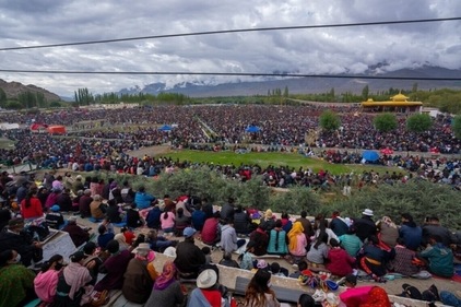 Over 65,000 people listening to the teachings by Dalai lama at Leh, Ladakh.