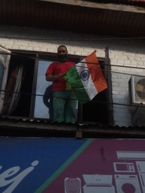 The Trianga was hoisted at the houses of active terrorists Gowhar Manzoor Mir in Tral's Hardumir village in Pulwama.