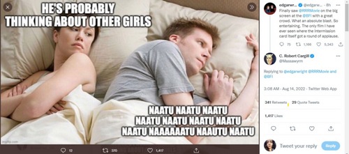 C. Robert Cargill shares a meme on RRR. C. Robert Cargill shares a meme on RRR.