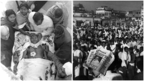On January 30, 1948, Mahatma Gandhi was assassinated by Nathuram Godse, allegedly a member of the Hindu Mahasabha, with ties to the RSS. On January 30, 1948, Mahatma Gandhi was assassinated by Nathuram Godse, allegedly a member of the Hindu Mahasabha, with ties to the RSS.