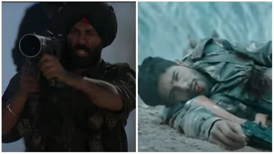 Sunny Deol in a still from Border (left) and Sidharth Malhotra in a still from Shershaah.&nbsp;