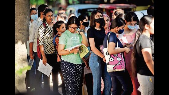 The CUET has been marred with frequent delays and other glitches at different test centres across the city. (Photo: Amal KS/ HT)