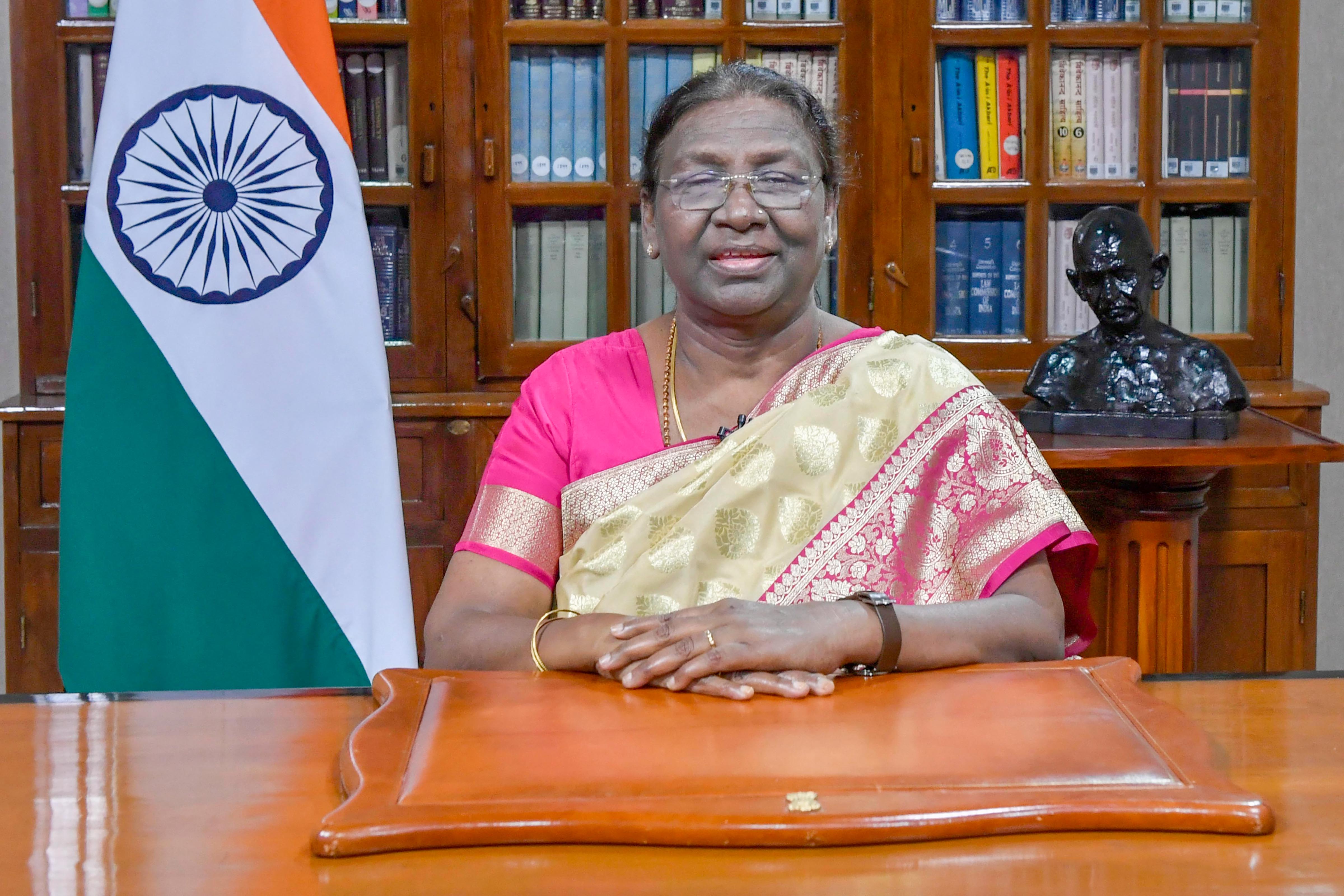 President Droupadi Murmu addresses to the nation on the eve of the Independence Day, in New Delhi. (PTI) President Droupadi Murmu addresses to the nation on the eve of the Independence Day, in New Delhi. (PTI)