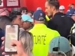 Daniil Medvedev reacts to fans.