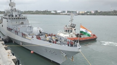 INS Tabar arrived at Mombasa Port, Kenya to take part in various festivities to celebrate Azadi ka Amrit Mahotsav. (Twitter/ @ahcimombasa) INS Tabar arrived at Mombasa Port, Kenya to take part in various festivities to celebrate Azadi ka Amrit Mahotsav. (Twitter/ @ahcimombasa)