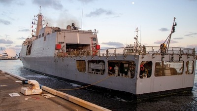 Indian Navy Ship Sumedha has docked at Fremantle Port, Australia to celebrate the nation’s 75th Independence Day. (Twitter/ @RichardMarlesMP ) Indian Navy Ship Sumedha has docked at Fremantle Port, Australia to celebrate the nation’s 75th Independence Day. (Twitter/ @RichardMarlesMP )