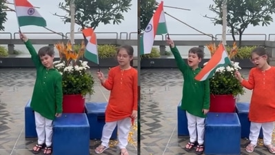 Karan Johar's kids Yash and Roohi celebrate Independence Day. Karan Johar's kids Yash and Roohi celebrate Independence Day.