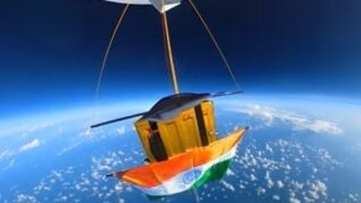 The screengrab shows Tricolour &nbsp;above Earth.&nbsp; ((Twitter) )