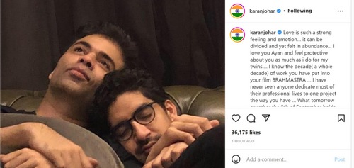 Karan Johar's Instagram post.
