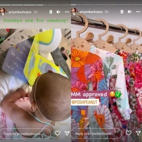 Priyanka posted a clip as she showed several colourful onesies kept on hangers. Priyanka posted a clip as she showed several colourful onesies kept on hangers.