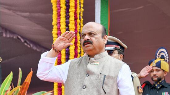 Karnataka Chief Minister Basavaraj Bommai during the Independence Day function in Bangalore.  (PTI)