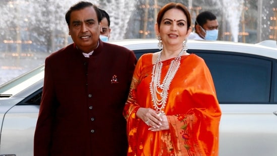 Industrialist Mukesh Ambani with his wife Nita Ambani.(ANI file)