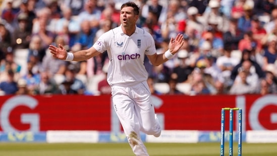 James Anderson reacts after bowling(Reuters)