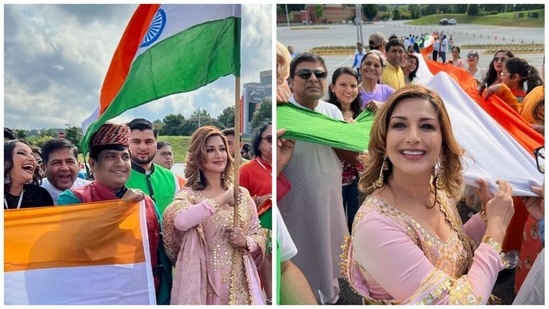Sonali Bendre celebrates Independence Day in Atlanta, Georgia. Sharing a string of images from her celebration on her Instagram handle, she wrote, "Took a little bit of home to Atlanta…"(Instagram/@sonalibendre)