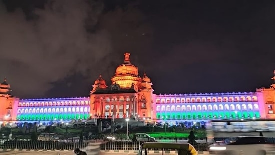 Vidhana Soudha of Bengaluru.(Twitter/PCMohanMP)