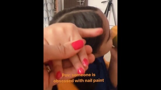 The little girl shows off her nails that she painted all by herself.&nbsp;(Instagram/@cute_kukasingh)