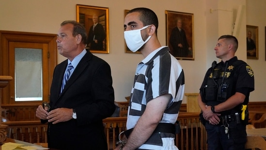 Hadi Matar, 24, in the Chautauqua County Courthouse in Mayville, New York.(AP) Hadi Matar, 24, in the Chautauqua County Courthouse in Mayville, New York.(AP)