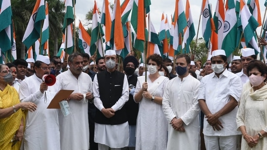 Sonia Gandhi and Priyanka Gandhi Vadra were not present at the party headquarters as both tested Covid positive last week.(ANI)